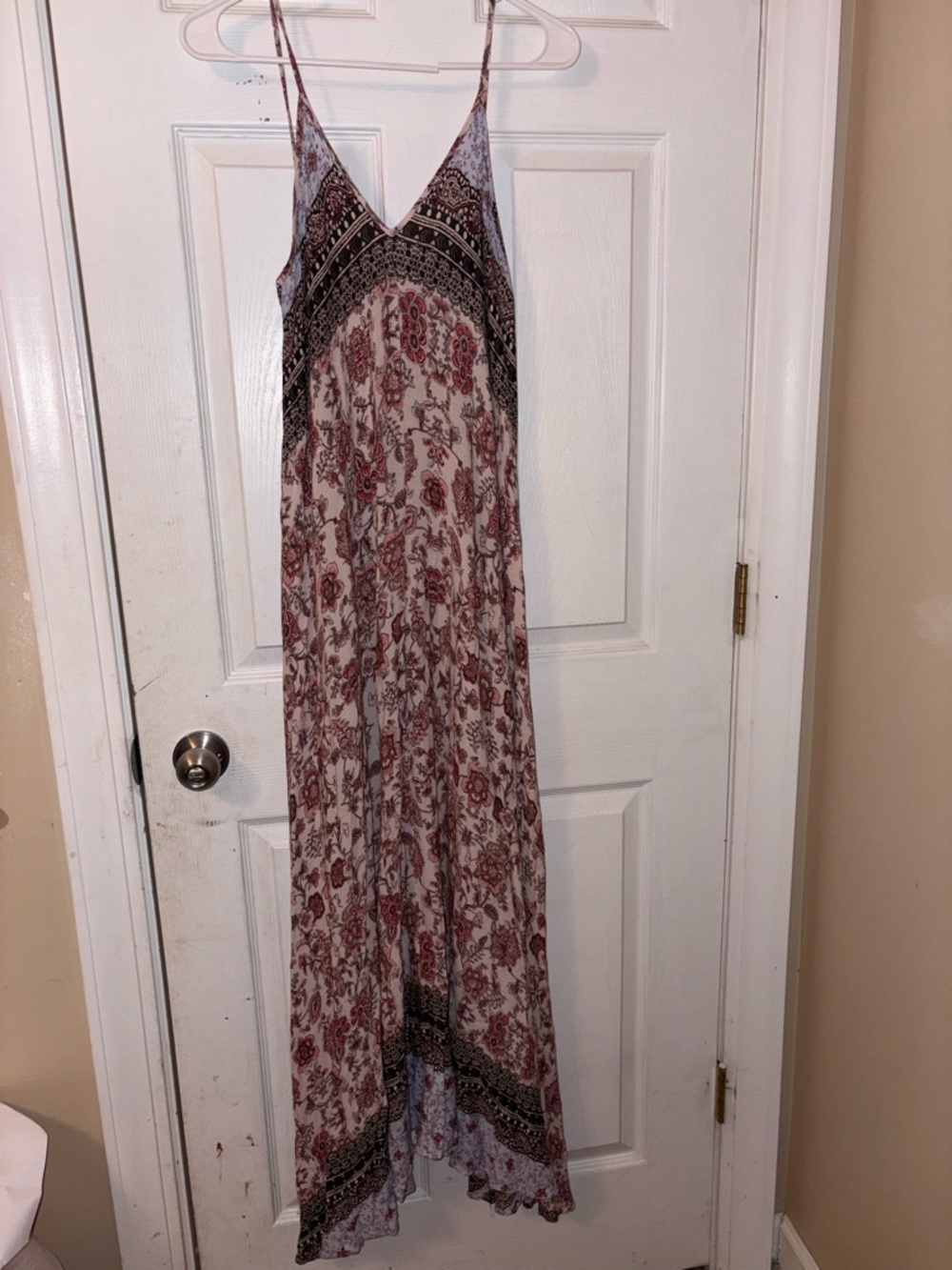 Freeway boutique boho floral maxi dress pink red spaghetti strap